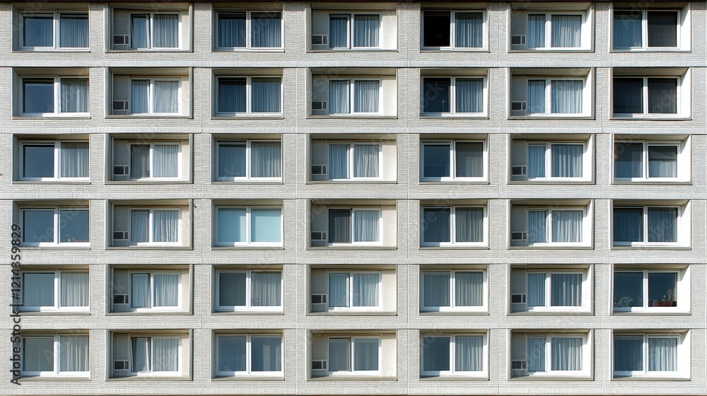 Urban Apartment Building with Numerous Windows and Air Conditioners Urban Apartment Building with Numerous Windows and Air Conditioners