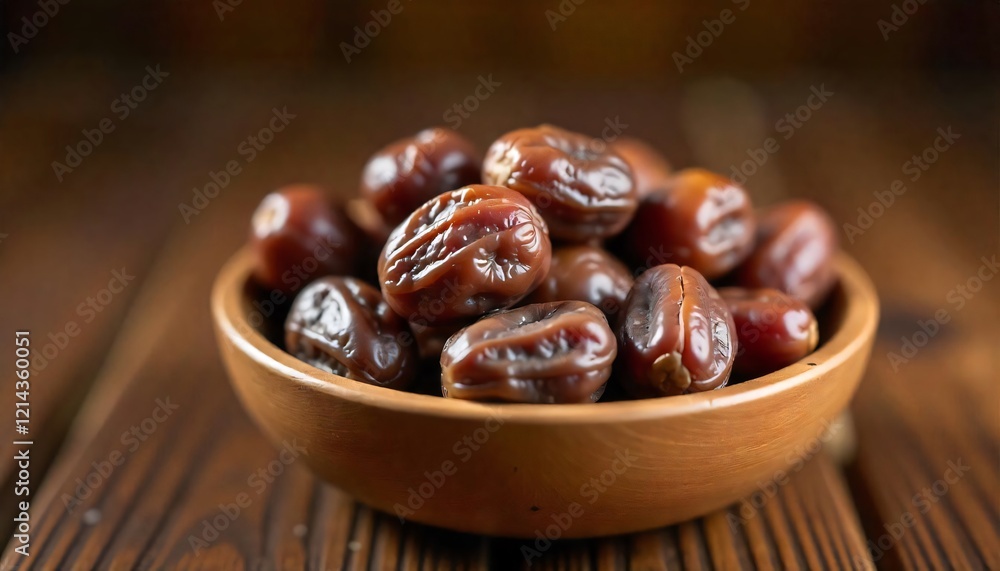 A Bowl of Sweet Dates on a Wooden Table A Bowl of Sweet Dates on a Wooden Table