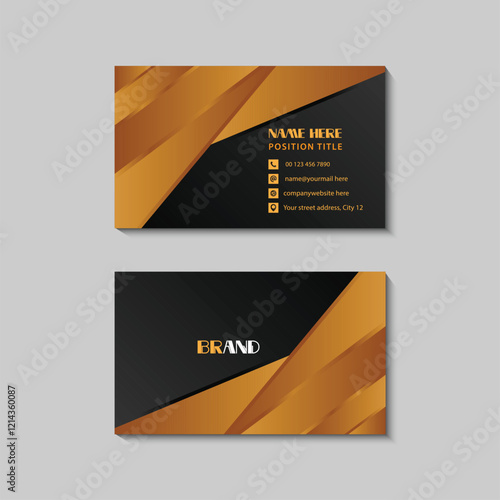 luxury business card template with golden shapes
