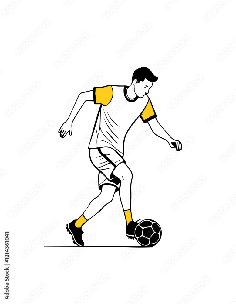 Fototapeta premium Soccer player kicks the ball, vector illustration on white background.