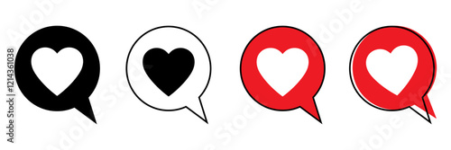 Heart in a speech bubble, love icon, valentines day icon.