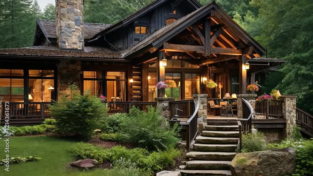 Rustic Cabin Retreat: A charming log cabin nestled amidst lush greenery, bathed in the warm glow of evening light. Its rustic exterior and inviting porch beckon relaxation and tranquility. Rustic Cabin Retreat: A charming log cabin nestled amidst lush greenery, bathed in the warm glow of evening light. Its rustic exterior and inviting porch beckon relaxation and tranquility.