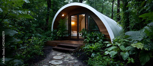 Wallpaper Mural Charming eco-friendly cabin retreat lush forest photography tranquil environment eye-level view nature escape idea Torontodigital.ca