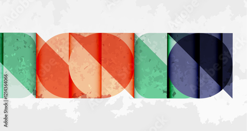 Squares, circles and triangles and grainy noisy texture. Vector Illustration For Wallpaper, Banner, Background, Card, Book Illustration, landing page