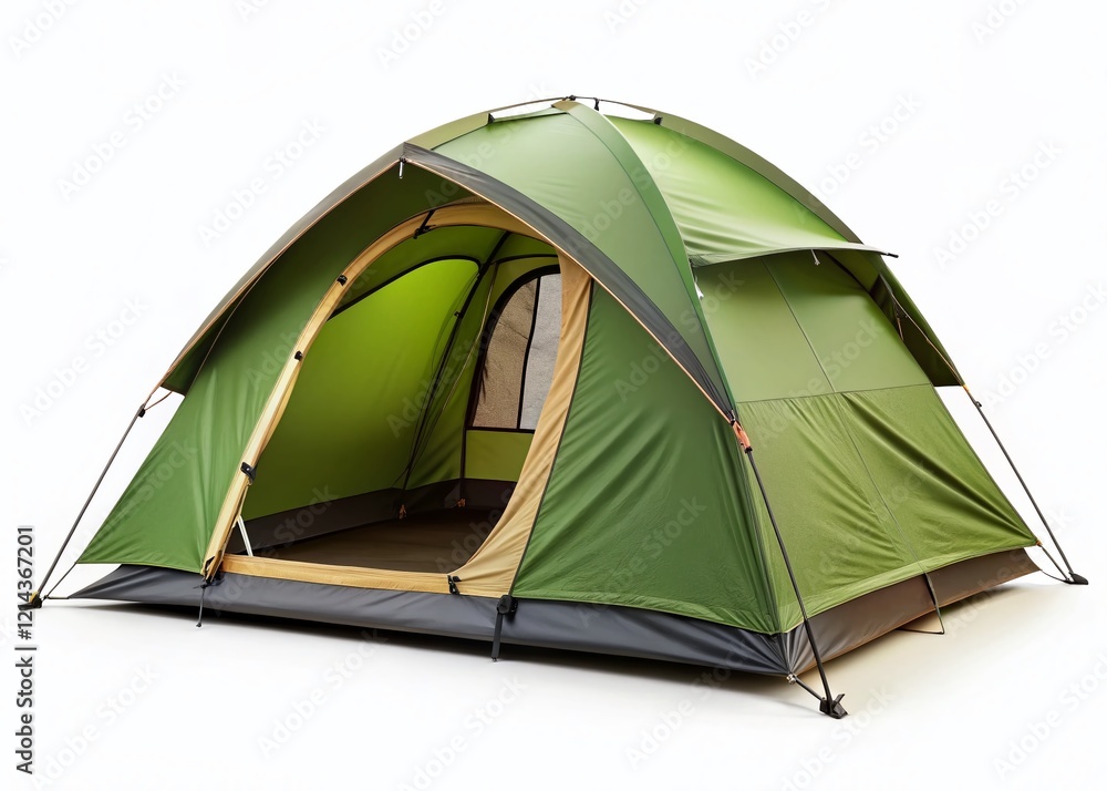 Isolated Camping Tent on White Background: Perfect for Outdoor Adventure Designs Isolated Camping Tent on White Background: Perfect for Outdoor Adventure Designs