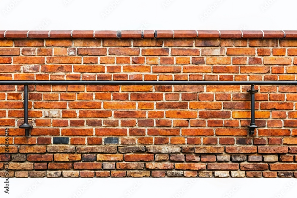Obraz premium Isolated Brick Wall with Railing - Rustic Texture Background for Design Projects