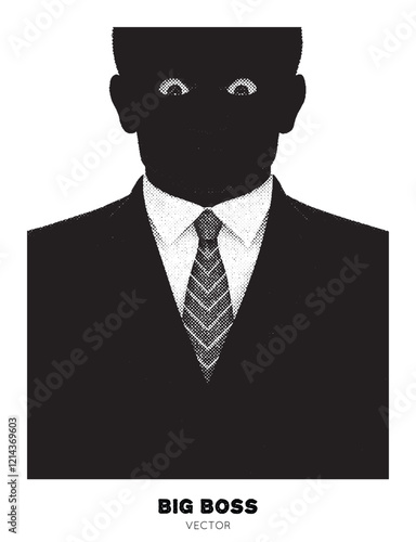 Big boss. Angry scary director. Silhouette, stern man in suit portrait