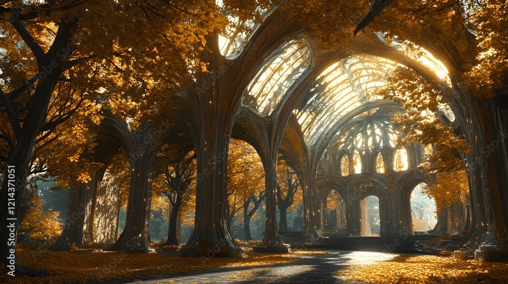 Fototapeta premium Autumnal Gothic Archway in Enchanting Forest