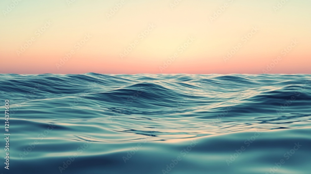 Obraz premium Peaceful Ocean Sunset with Soft Pink and Blue Hues