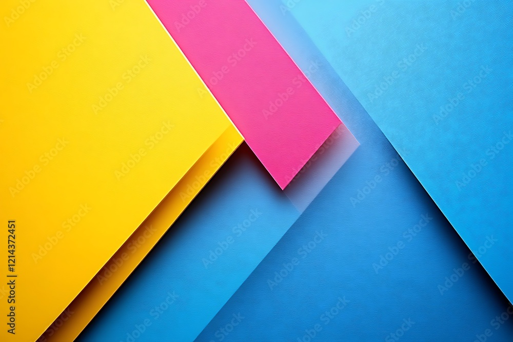 Abstract geometric background with yellow, pink, and blue paper shapes. Abstract geometric background with yellow, pink, and blue paper shapes.