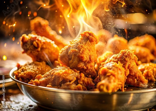 Juicy Fried Chicken Long Exposure Photography: Crispy, Golden-Brown Texture photo