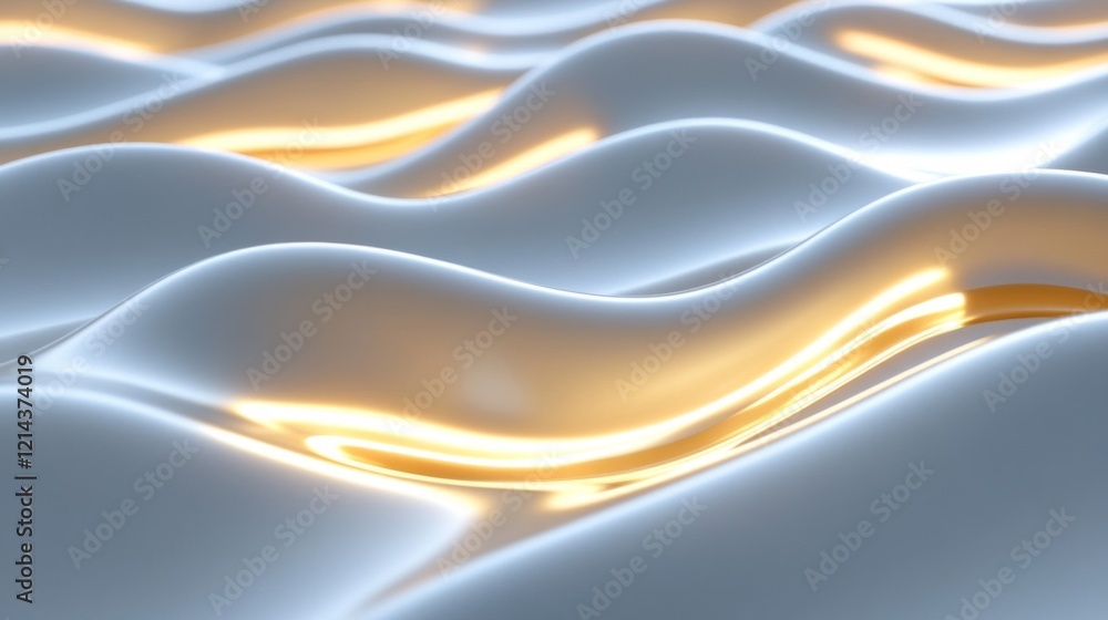 Abstract Metallic Waves with Golden Glow Background Abstract Metallic Waves with Golden Glow Background
