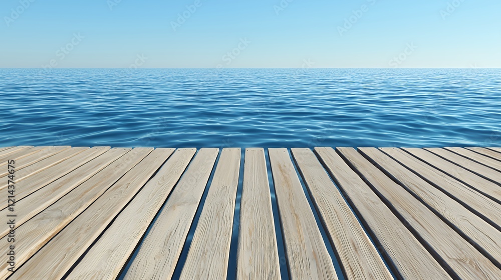 Serene Ocean View from Wooden Dock: A Tranquil Seascape Serene Ocean View from Wooden Dock: A Tranquil Seascape