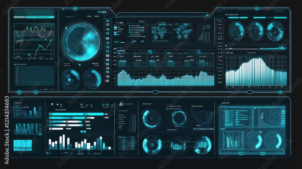 Abstract futuristic financial interface with glowing holographic charts and a clean backdrop for overlays.