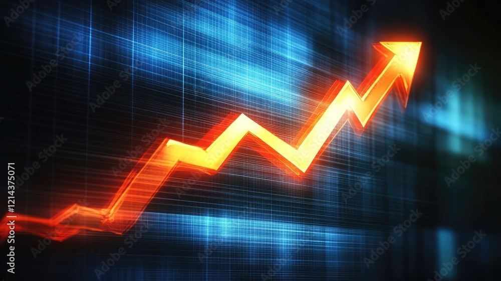 Abstract glowing line chart on a digital background, representing growth and expansion in business development. Abstract glowing line chart on a digital background, representing growth and expansion in business development.