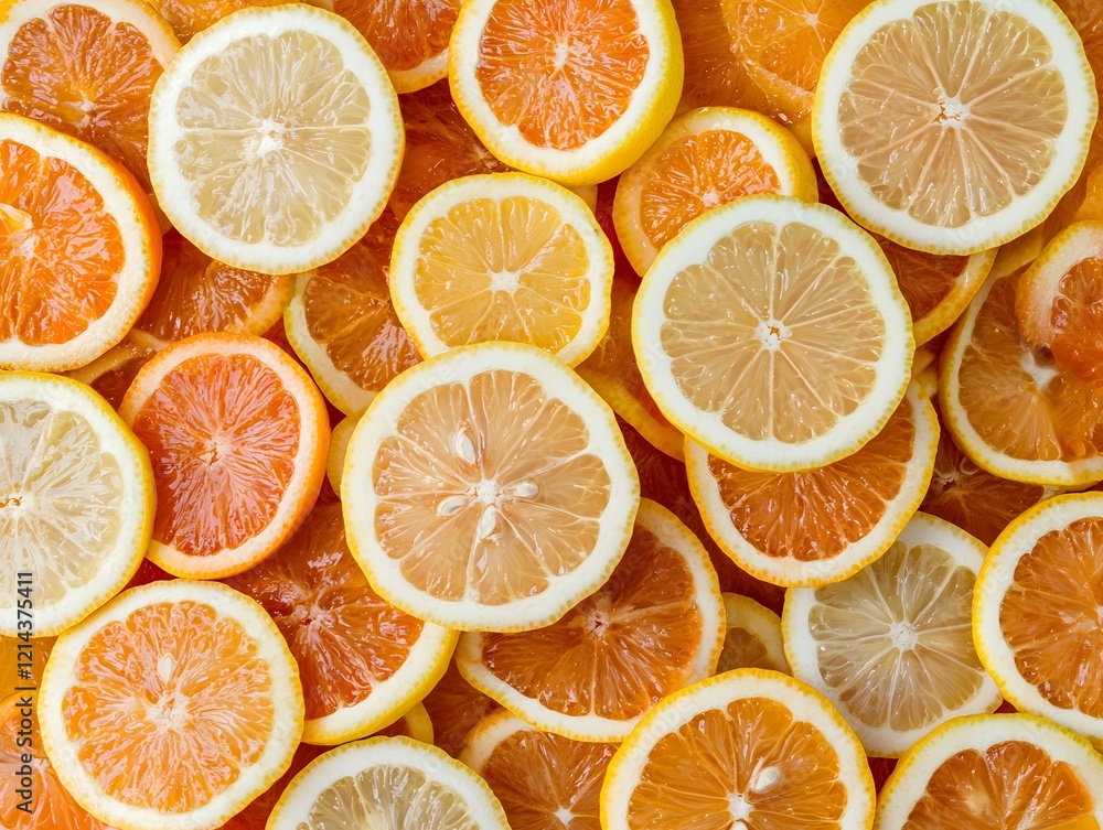 Obraz premium Assorted Fresh Citrus Fruit Slices on Colorful Background