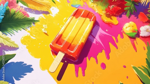 Colorful assortment of popsicles arranged in a vibrant display on a sunny day