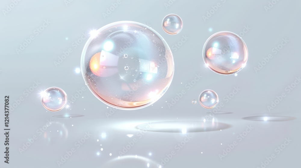 Realistic air bubble 3D graphics glare and transparency effect.Soap bubble color spectrum on transparent background. Realistic air bubble 3D graphics glare and transparency effect.Soap bubble color spectrum on transparent background.