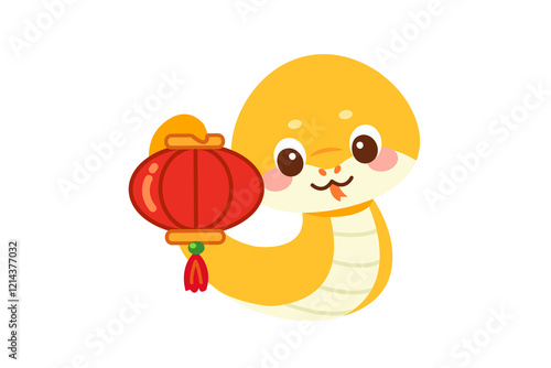 Happy Chinese New Year 2025 cute sake zodiac with lantern 