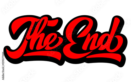 The End written in bold red and black cursive letters on a white background.