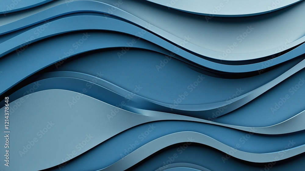 Fototapeta premium Abstract blue layered waves creating a dynamic fluid appearance with smooth gradients and elegant curves.