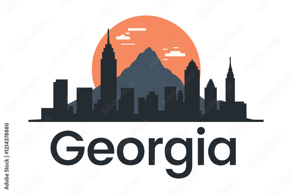 Fototapeta premium Atlanta Georgia Skyline with Stone Mountain Background Vector Illustration