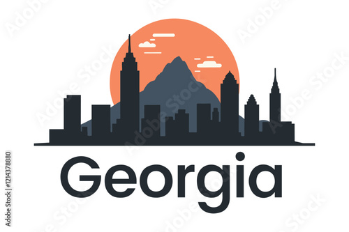 Atlanta Georgia Skyline with Stone Mountain Background Vector Illustration