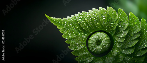 Wallpaper Mural Refreshing nature scene dew-kissed fern leaf close-up forest macro photography tranquil vertical view beauty of plants Torontodigital.ca
