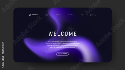 Abstract wave futuristic design of landing page. retro gradient mesh website design