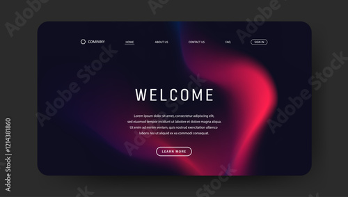 Abstract wave futuristic design of landing page. retro gradient mesh website design