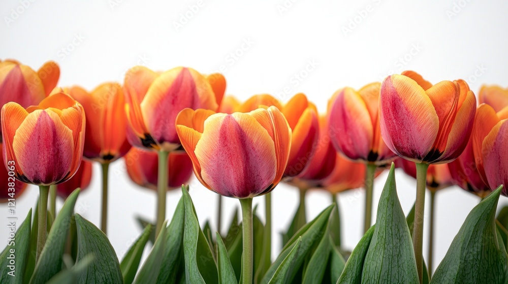 A breathtaking display of spring flowers showcases lively orange, pink, red, and yellow tulips thriving under sunlight A breathtaking display of spring flowers showcases lively orange, pink, red, and yellow tulips thriving under sunlight