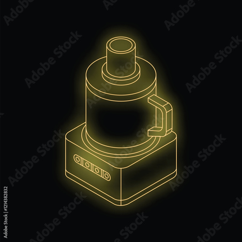 Continuous one line drawing food processor kitchen appliances concept