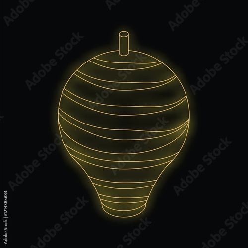Glowing neon outline of a calabash gourd on a black background