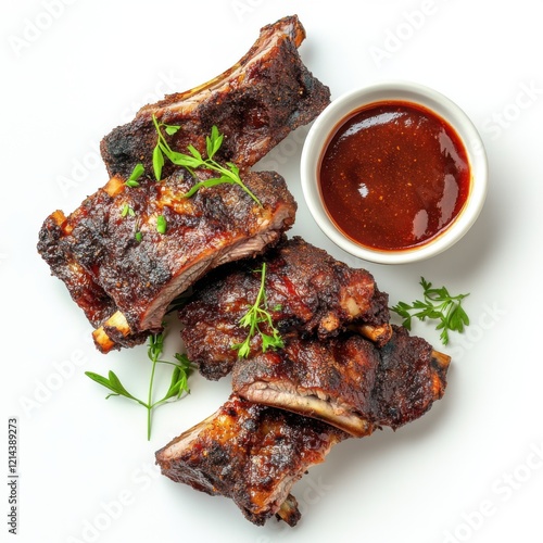 Fototapeta Naklejka Na Ścianę i Meble -  Pork ribs seasoned with a dry spice rub grilled 
