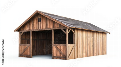 A functional farm storage building with a wooden exterior photo