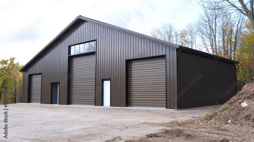 A large-scale modern barn with a minimalist design A large-scale modern barn with a minimalist design