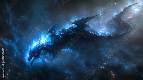 Wallpaper Mural Cosmic Dragon Soaring Through a Glowing Nebula Torontodigital.ca
