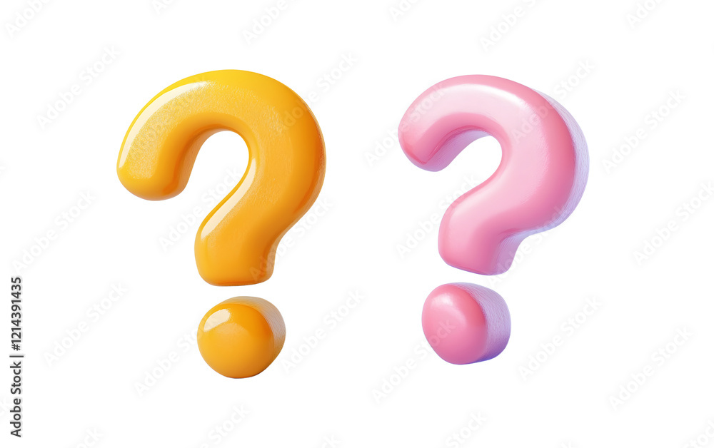 Cartoon question mark and exclamation point, chat mark, 3d rendering. Cartoon question mark and exclamation point, chat mark, 3d rendering.