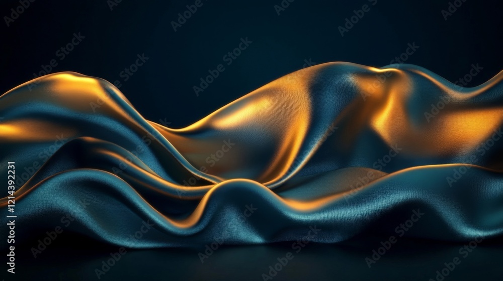Abstract Gold and Blue Fabric Drapery Abstract Gold and Blue Fabric Drapery