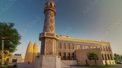 DOHA, QATAR - JANUARY 20, 2025: Explore the beauty of cultural architecture at a historic site in Doha under clear blue skies