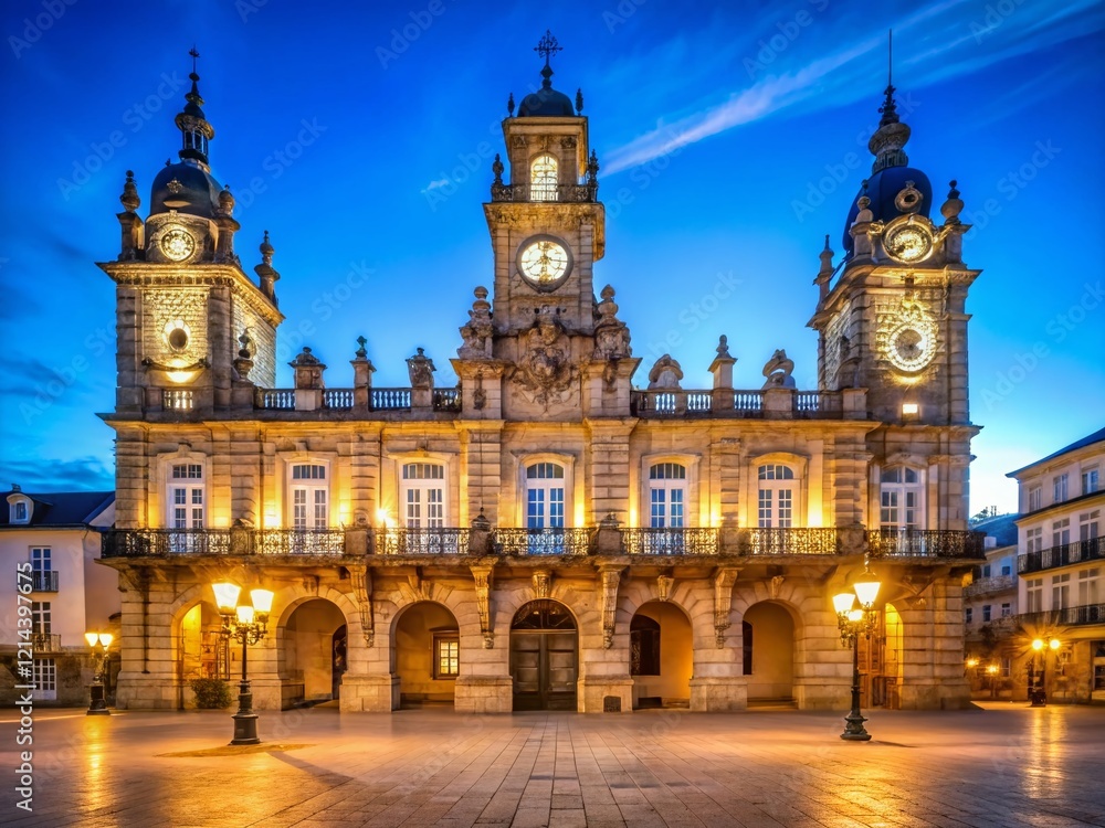 Obraz premium Lugo Town Hall Facade, Major Square, Galicia, Spain - Historic Architecture
