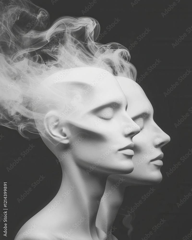 Surreal White Sculptures with Ethereal Smoke Abstract Art Monochrome Mystical Dreamlike Surreal White Sculptures with Ethereal Smoke Abstract Art Monochrome Mystical Dreamlike
