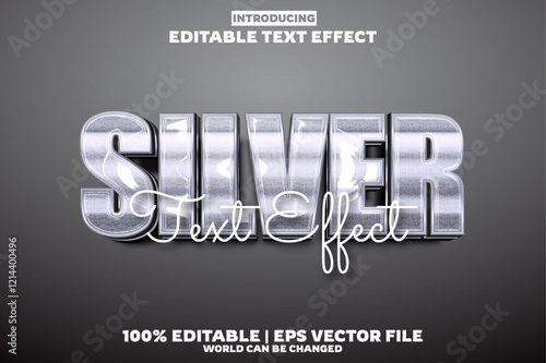 Silver editable text effect in modern trend style