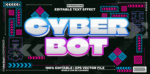 Cyber bot editable text effect in modern trend style