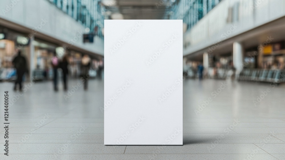 Blank Vertical Signage Mockup in Modern Airport Terminal Blank Vertical Signage Mockup in Modern Airport Terminal