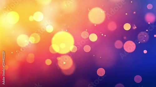 Abstract round particles in gradient yellow to purple bokeh background