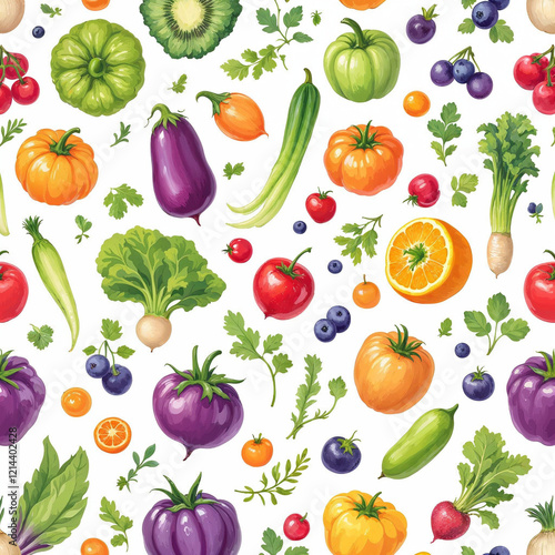 Illustration set of vegetables and fruits