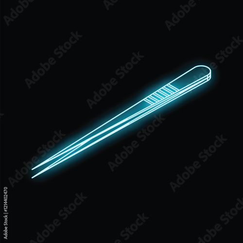 Neon tweezers glowing on a black background, representing beauty, precision, and modern aesthetics