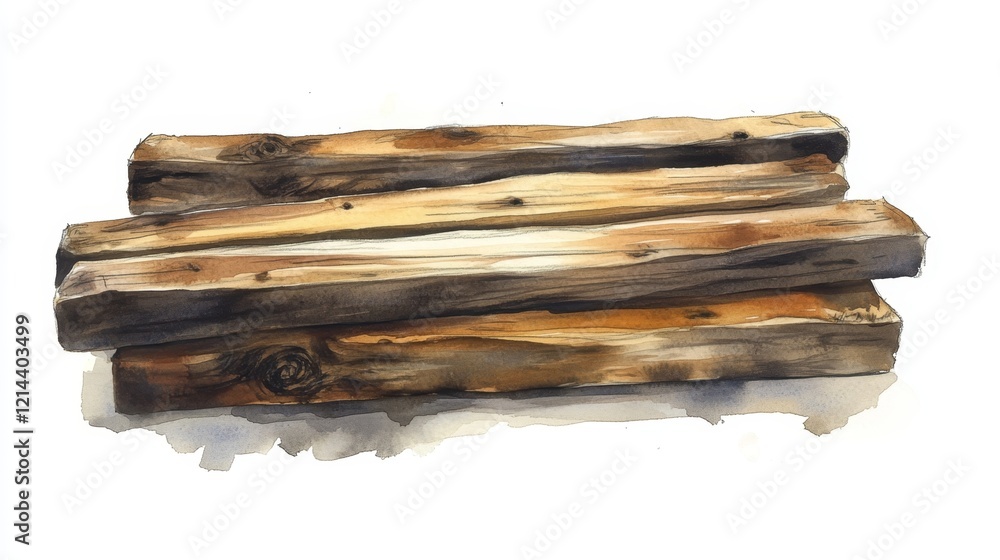 Fototapeta premium Natural Wooden Logs Stacked on White Background with Artistic Touch