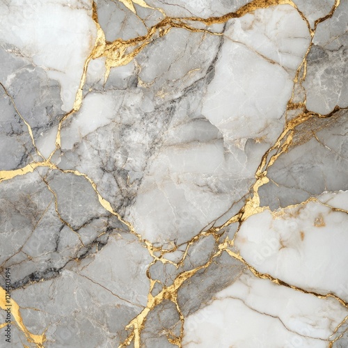 Elegant gray and white marble with gold veins texture.